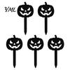 Halloween Gartenstecker 5 Stück Pflanzstecker, Acrylschild für Außenbereich Garten Rasen Hinterhof, Pflanzenornamente Geisterhaus Schwarze Katze Silhouette Kunst