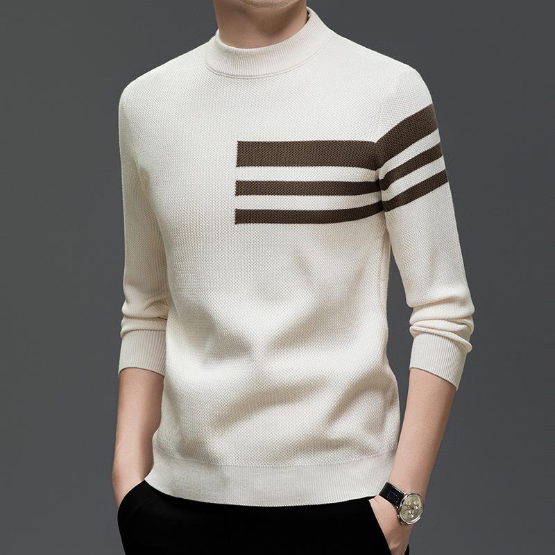 Men's High-End Knitwear Sweater - Autumn/Winter New Style, Round Neck, Long Sleeve, Fashionable Casual Base Layer for Middle-Aged and Young