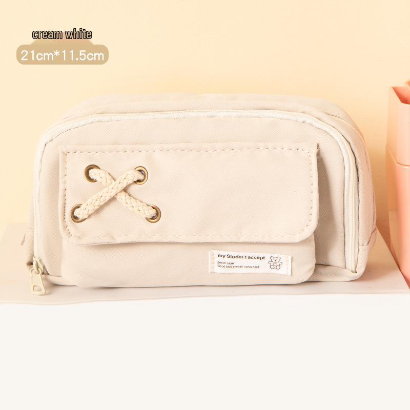 Hemp Rope Large Capacity Pencil Case: Layered Storage for Middle & Elementary Students 2024