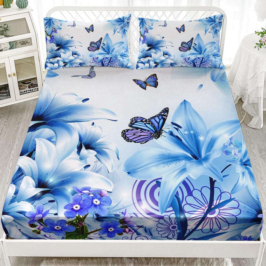 Beautiful Butterfly Pattern Mattress Three-Piece Digital Printing Bedding Mattress Three-Piece Set Small And Fresh