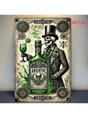 RetroSpirit Rustikální plechová cedule Absint - 1 ks Vintage kovová dekorace, Robustní dekorace pro domácí bar, hospodu, kavárnu, Jedinečný akcent na výzdobu stěny