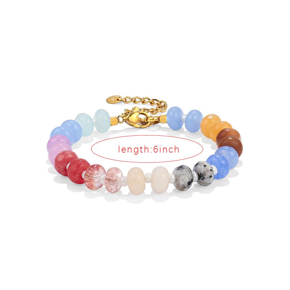 Bohemian Colorful Natural Stone Beaded Bracelets for Women Y2K Handmade Beads Wrist Jewelry Summer Beach Gift Accessories