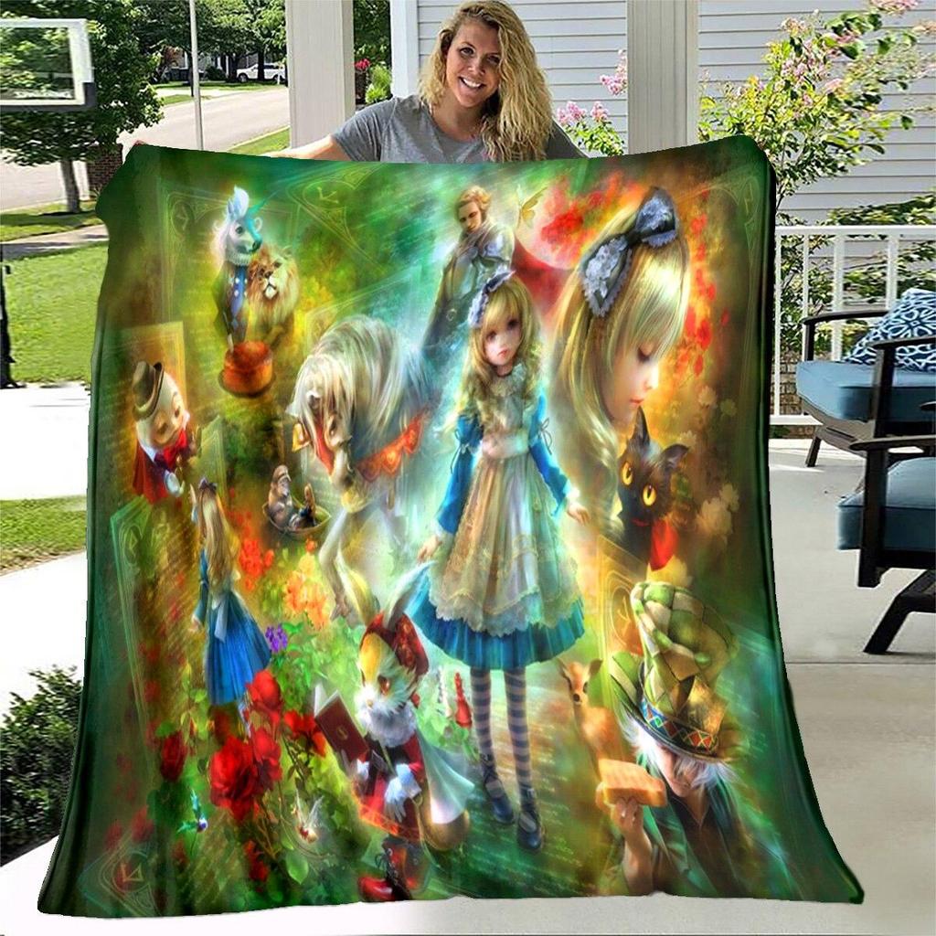 Alice Blanket Alice In Wonderland Blanket Flannel Blanket Bedding Throw Soft Cartoon Bedspread Sofa Blanket Kids Blanket Gift