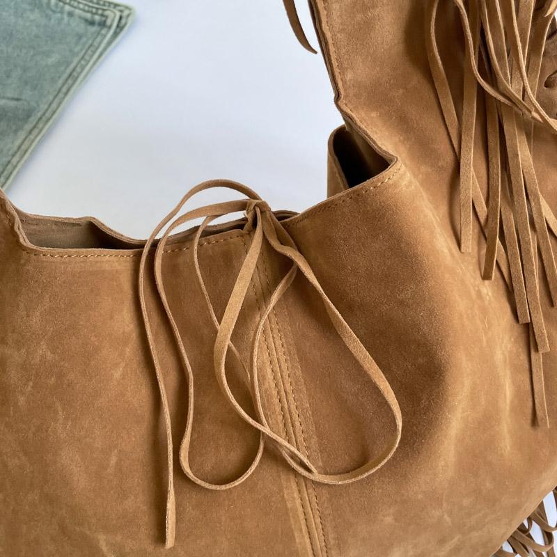 Vintage Fringe Hobo Bag Women Tassel Shoulder Bag Large Retro Tote Handbags Hippie Armpit Bag Western Cowgirl Underarm Pouch