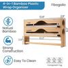 Foil Plastic Wrap Organizer Dispenser Wall Mounted Bamboo Kitchen Paper Towel Holder with Spice Shelf Kitchen Wrap Dispenser