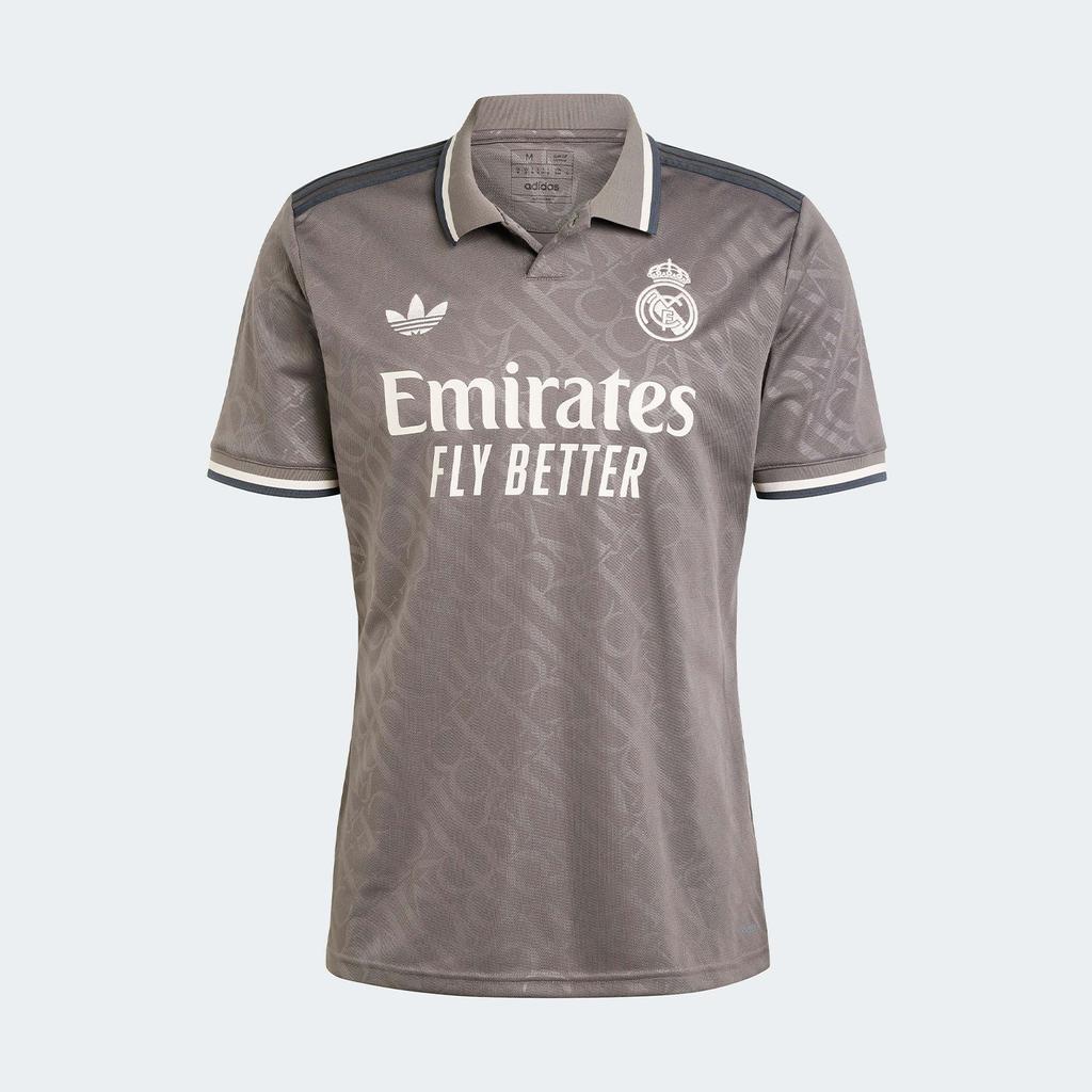 Adidas Originals REAL MADRID Series Men's Charcoal-colored Lettered Casual Short-sleeved Football Jersey