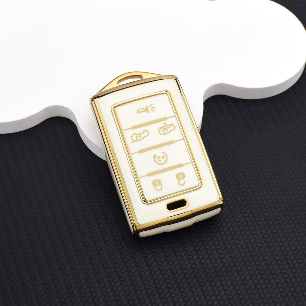 Anti Scratch Remote Key Fob Key Cover for Jeep Grand Cherokee L Grand Wagoneer 2021-2022 TPU 5/6 Buttons Case with Key Chain Set
