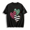 Vintage Heart Print Casual Top With Mixed Patterns Pure Cotton T-shirt