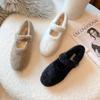 Mode 2024 Winter Warme Damen Plüsch Ballerinas Koreanischer Stil Mary Janes Damen Freizeit Bootsschuhe Outdoor Arbeitsschuhe