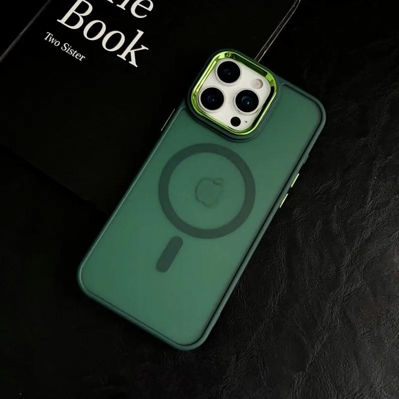Magnetické Luxusní Matné Průsvitné Pancéřové Nárazuvzdorné Pouzdro Pro iPhone 15 16 14 13 11 12 Pro Max Plus Kryt s Magsafe Bezdrátovým Nabíjením