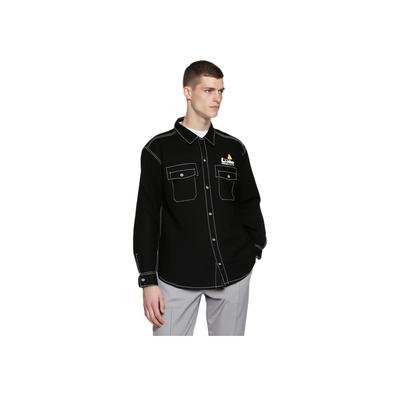 Li Ning X Phil Hackett Letter Pattern Printed Loose Casual Long Sleeve Shirt Men Shirts Black ASHU039-1