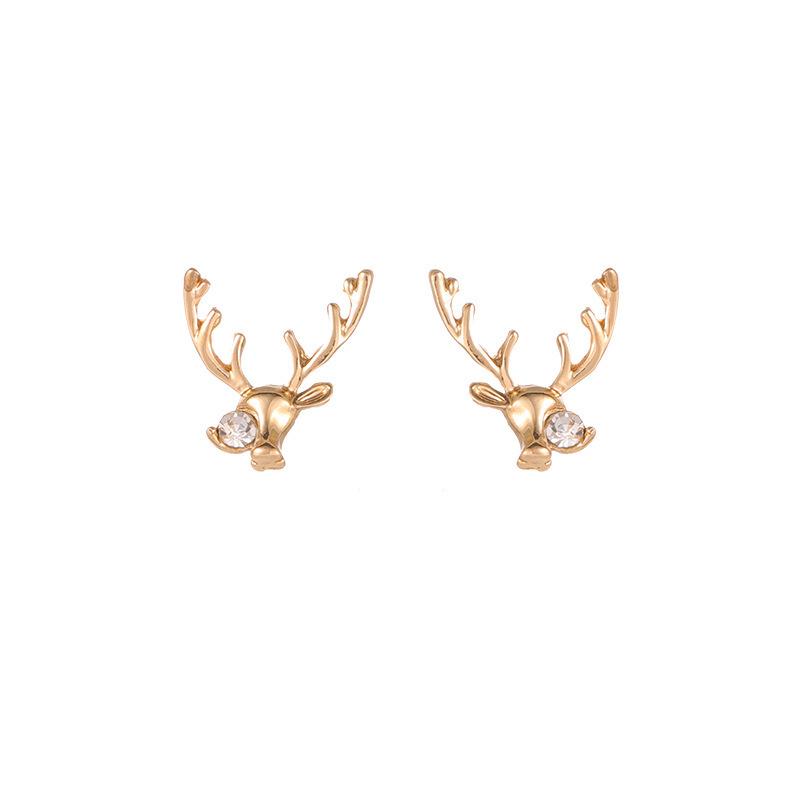 Ohrstecker aus 925er Silber mit Elchgeweih - Schlichter, vielseitiger Weihnachtsschmuck für Mädchen im Mori-Stil.