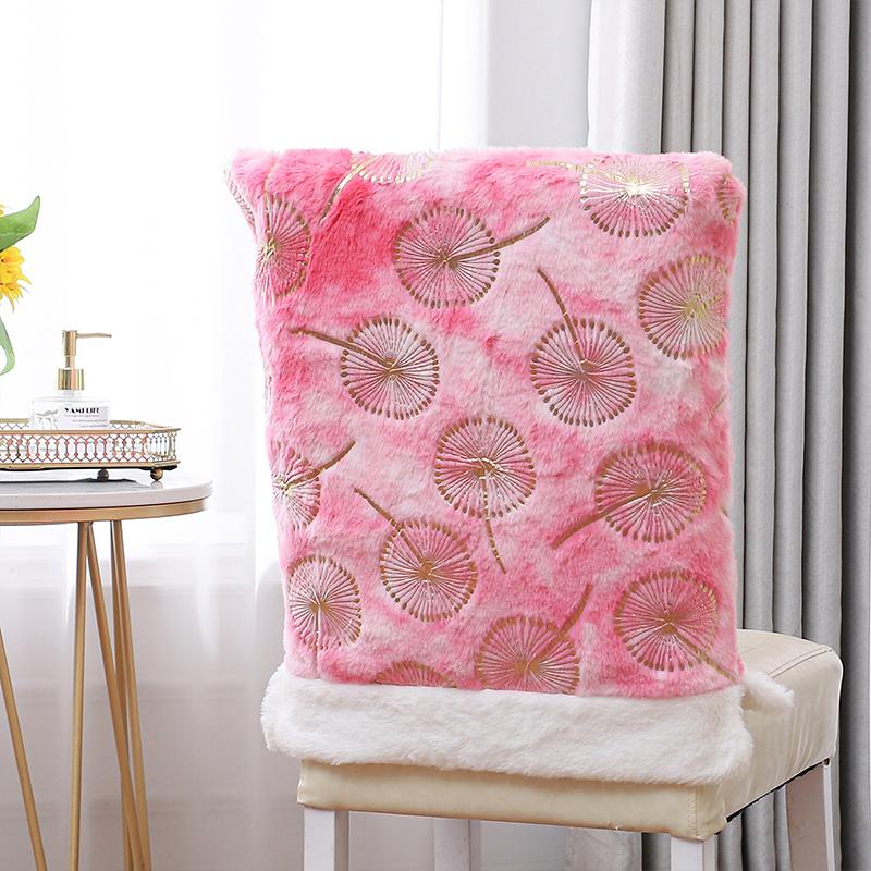 

Christmas Chair Cover Xmas Bronzing Snowflakes Dandelions Backrest Cover Happy New Year Party Winter Plush Chair Cover
