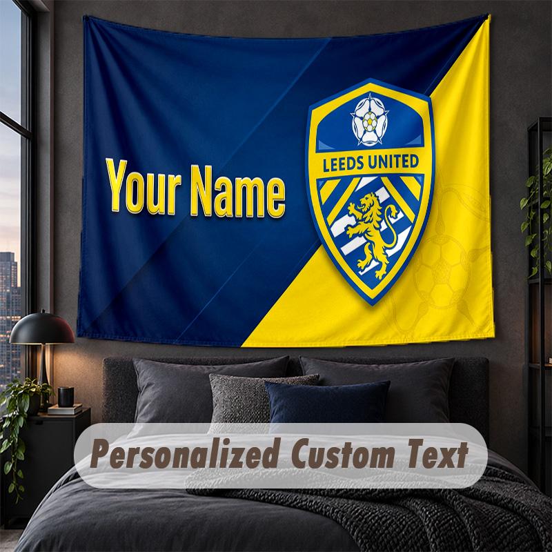 Custom Name Text Tapestry,Leeds United Decorative Wall Hanging, Background Tapestry For Home Bedroom