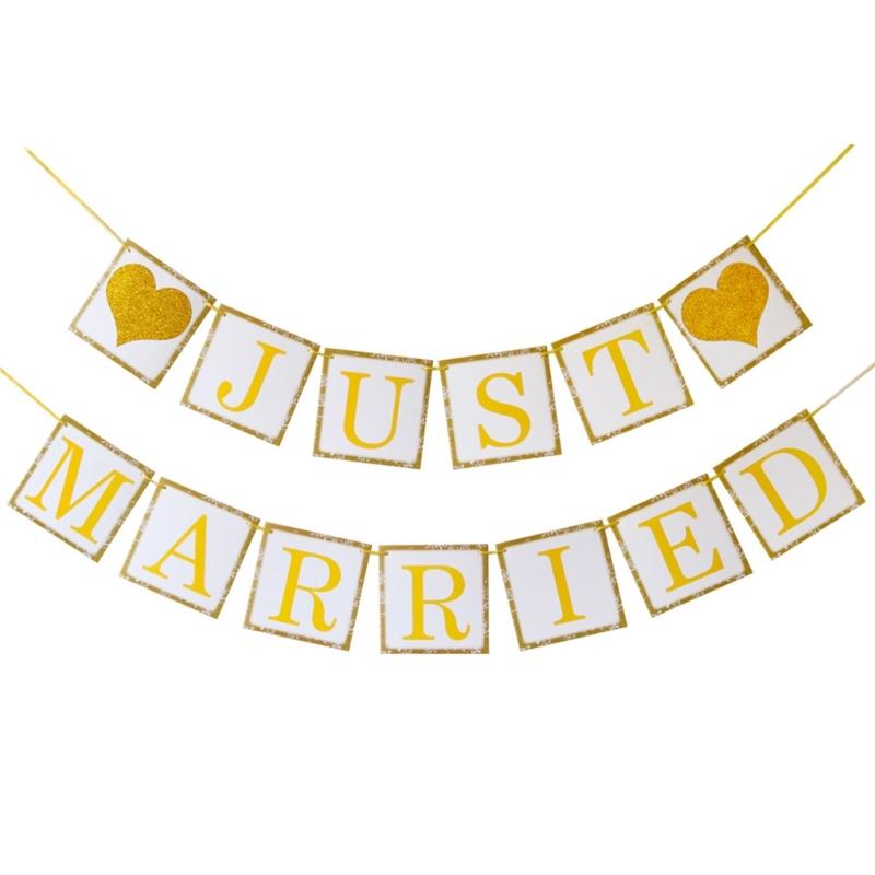 Multi Design Wedding Bunting Banners Bridal Shower Decorations With Glitter Accents For Photo Booth Or Party Backdrop