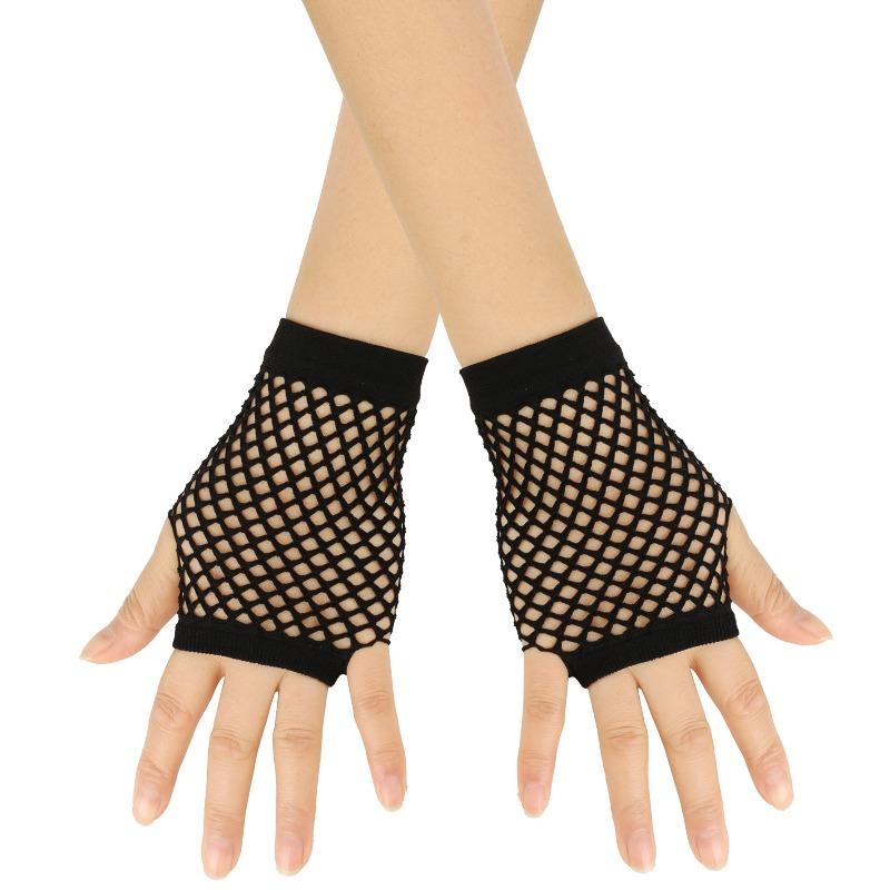 Meier Short fishnet gloves - nightclub multi-color sexy stretch gloves - punk gloves One size fits all