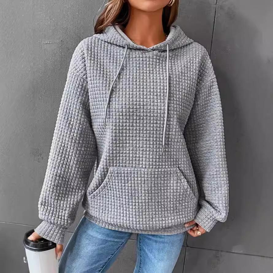 Women's 2023 Loose Pullover Hoodie with Kangaroo Pocket, Long Sleeve, Drawstring, Drop Shoulder