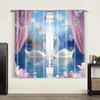 2pc,  Curtain Valentine's Day_ Swan Lake of Love Protecting Privacy Festive Wall Decor for Indoor Celebrations Decor