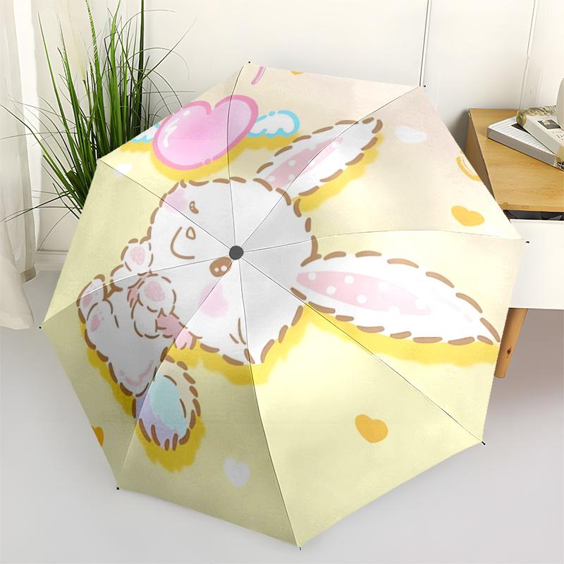 

1pc Cute Bunny Heart Automatic Opening Folding Umbrella with Iron Frame - Perfect for Fans, Travelers, Daily Use, and Gifts!T082