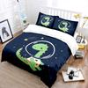 Space dinosaur with starry background Pattern Duvet Cover Set Digital Print Polyester Bedding with Zipper Closur for kids gift