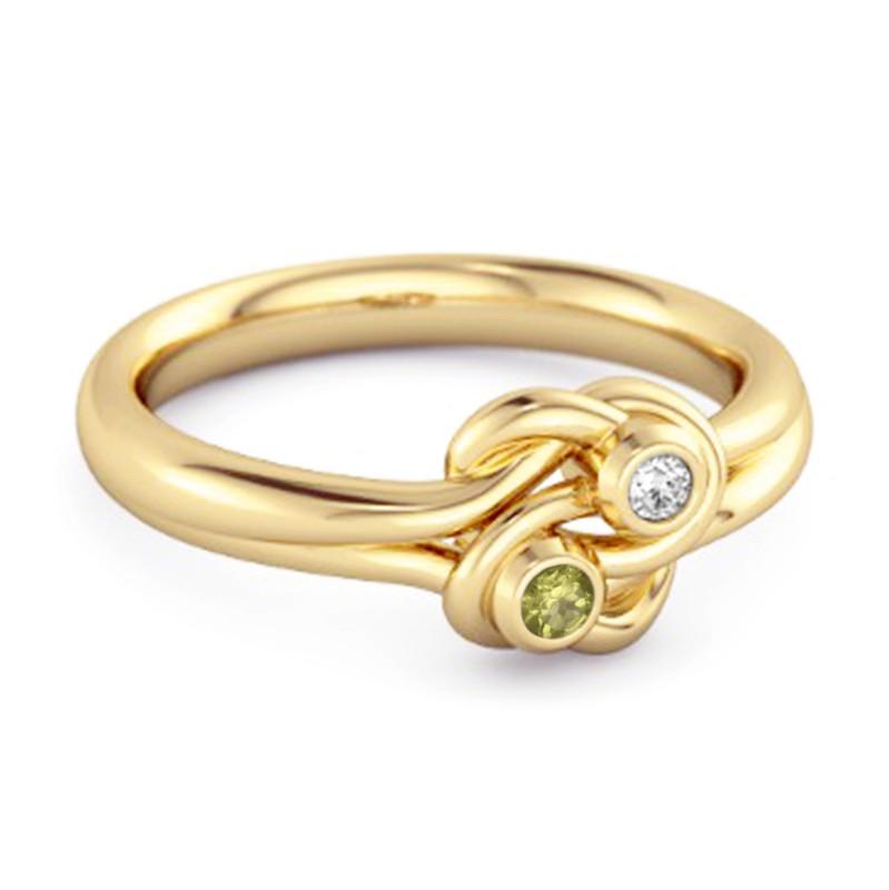 Peridot Dual Stone Stackable Ring - 925 Sterling Silver Gold Vermeil