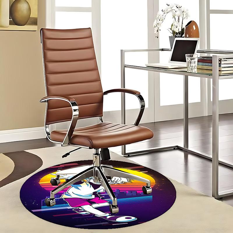 

1pc Anime Cartoon Design Round Carpet - Office Chair Mat, Non-Slip Rug for Home Decor, Living Room, Bedroom, Game Room & Dormitory, Suitable for All S 80cm by 80cm