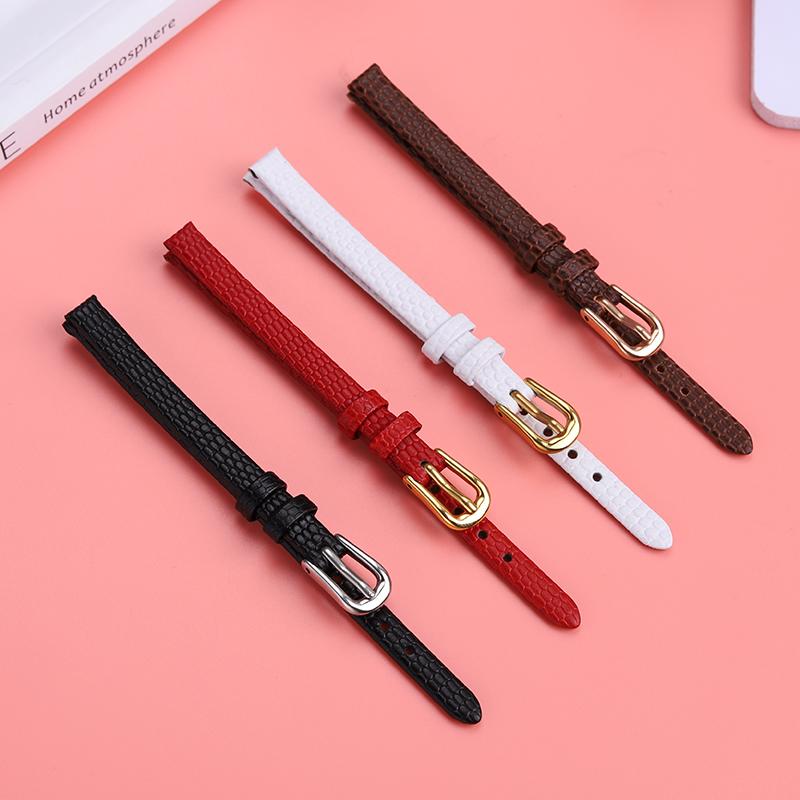 Cinturino Orologio Sottile Vera Pelle Stampa Coccodrillo Donna Morbido Pelle di Mucca Cinturino Orologio rosso bianco piccolo Cinturino da Donna 6mm 8mm 10mm 12mm 14mm 16mm