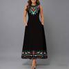 Oversized Ladies Sleeveless Round Neck Dress Soft Mixed Floral Printed Flowy Midi Gown