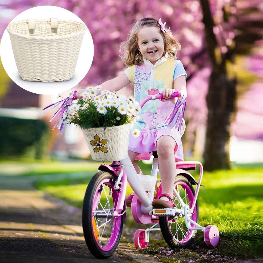 Woven Handmade Toddler Tiny Tricycle Baskets Waterproof Storage Front Handlebar Basket  Girls