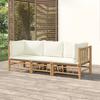 Vidaxl 3-Cz. Garden Furniture Set, Cream Cushions, Bamboo