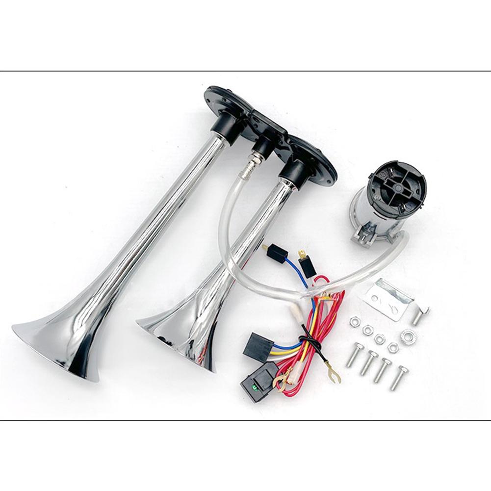 12/24V 150db Air Horn For Truck Zinc Alloy Dual Trumpet With Compressor Dual Electric Air Horns Kit For Vehicles Motorcycle
