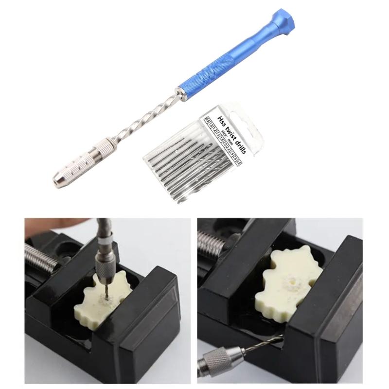 Hand Twist Drill Hole Punch 10pcs Mini Twist Drill Bits Tools Set for Epoxy Resin Art Crafts Keychain Jewelry Making