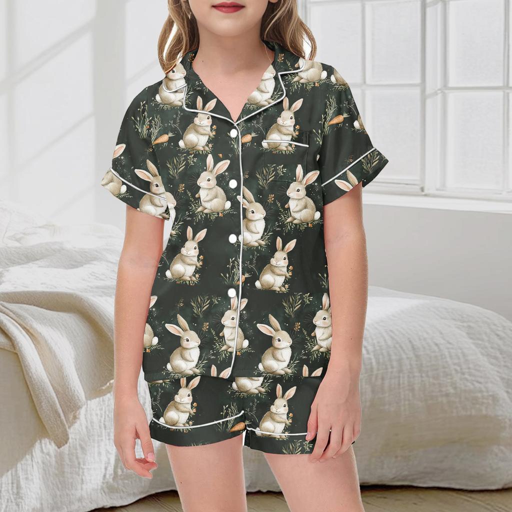Kids' Printed Pajama Set - Short Sleeve & Shorts Sleepwear