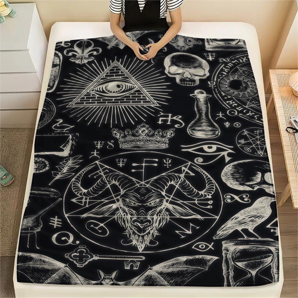 1 Stück Flannelldecke mit Satansymbol-Aufdruck, Hohe Qualität für alle Jahreszeiten, Heimdekoration, Wärme und Komfort, Perfekt für Weihnachtsgeschenke