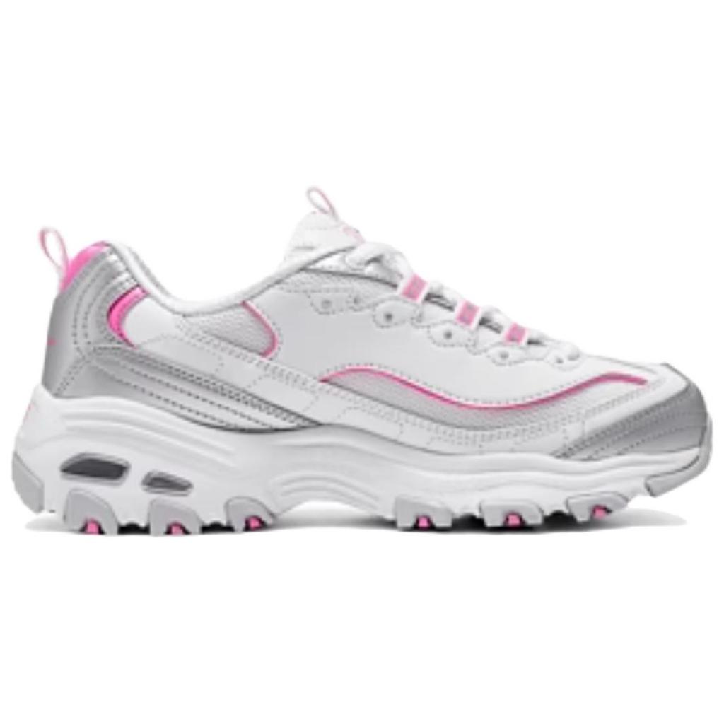 Skechers DLites Comfortable Versatile Fashion Casual Rich Texture Low-Top Dad Shoes Women Sneaker White Pink 150246-WSLP