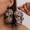 Chiffon Fabric Leopard Print Petals Tassel Earrings Temperament High-end Earrings for Women