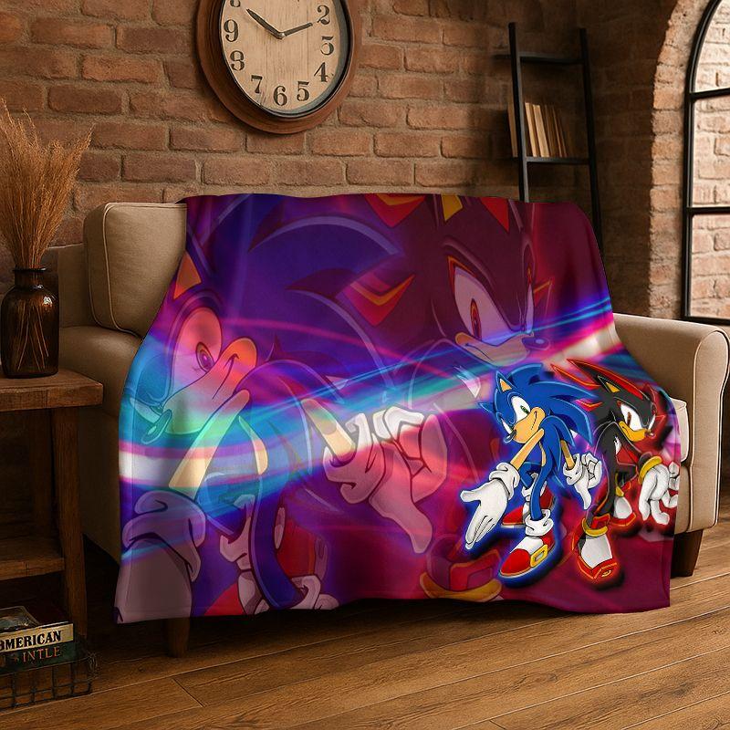 Classic Game S-Sonic Cartoon Soft Flannel Throw Blanket,Cozy Blanket for Bed,Couch,Sofa,Bedroom,Living Room,Travel,Picnic Kids