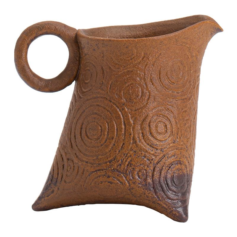 Chinese Coarse Pottery Tea Pitcher Handmade Sauce Glazed Cha Hai Household Justice Cup Dahongpao Chinese Tea Set Equipment