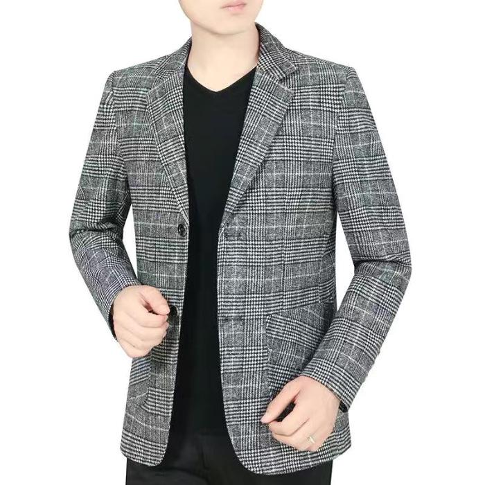 Pánská podzimní/zimní štíhlá saka pro business casual s vylepšeným sametovým detailem