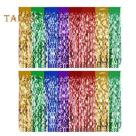 

1 шт/2 шт радужная волнистая юбка для стола металлическая мишура фольга бахрома серпантин для дня рождения свадьба фиеста украшение вечеринки 2pcs