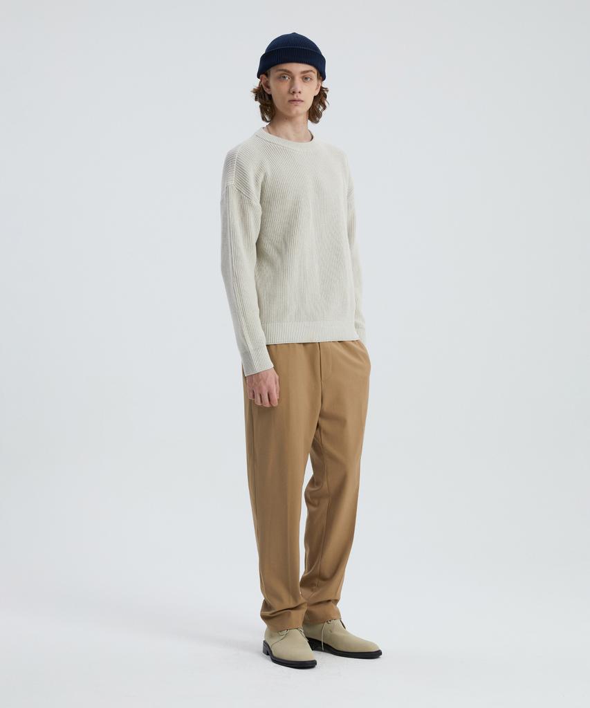 KNITTED Soft Cotton Drop Shoulder Waffle Knit Oatmeal