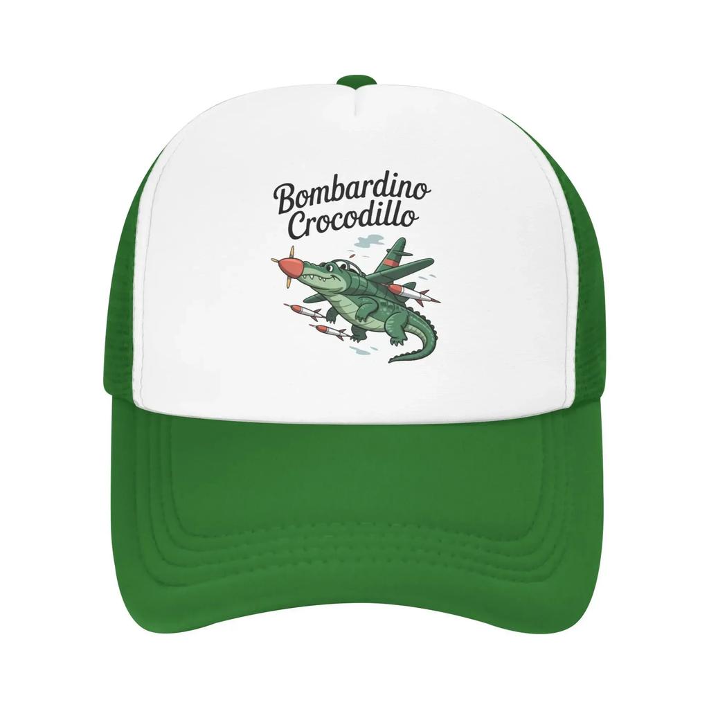 Bombardino Crocodillo Italienisch Cartoonhaft Gehirnfäule Reise Netz Baseballkappen Für Damen Personalisierte Männliche Strand Sonnenschutzmützen