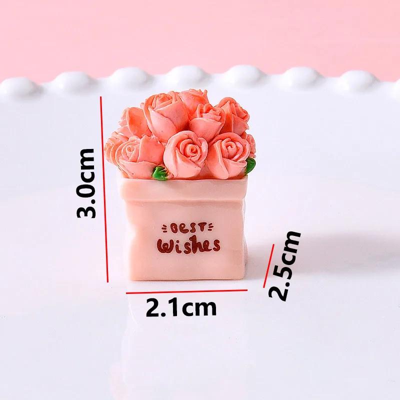 5pcs Simulated Bouquet Decoration Resin Decorative Accessories Desktop Ornament Cream Adhesive DIY Jewelry Accessories