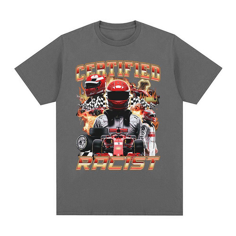 Professional Certified Racist Racing Meme Graphic Tshirt Men Women Clothing Fashion Classic Oversized Cotton T Shirt Streetwear