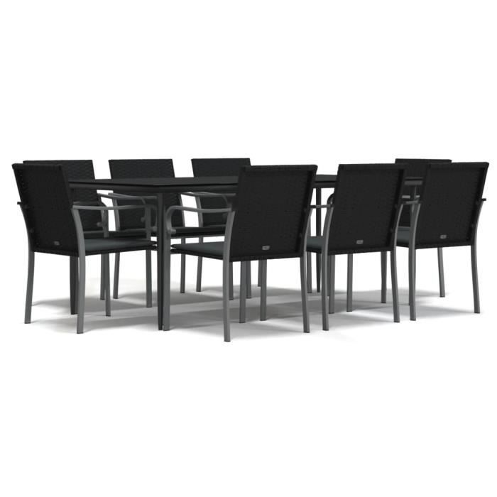 VidaXL Ensemble à manger de jardin 9 pcs coussins résine tressée acier 3186952