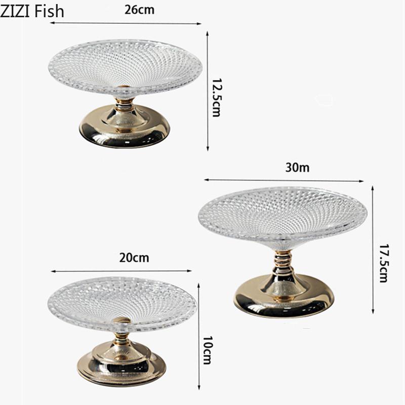 Dining Table Crystal Glass Fruit Plate Creative Living Room Candy Snack Plate Home Wedding Party Decoration Dessert Fruit Plate