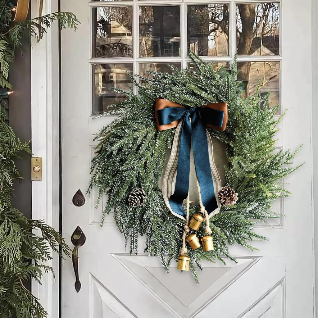 Christmas Bow Wreath Country Decoration Christmas Pine Cone Door Pendant Party Pendant
