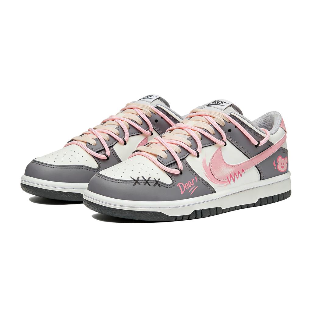 Nike Dunk Bear Low Top Skateboard Shoes Unisex Gray Pink HM9617-001(Team1066-Dunk)