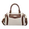Contrast Splicing Mini Boston Bag For Women Retro Style Handbag With Metal Plate For Daily Work School Shopping Travel