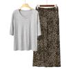 Pajamas Women's Spring and Summer New V-neck Short-sleeved Cotton and Linen Pants European and American Large-size Loungewear Two-piece Set